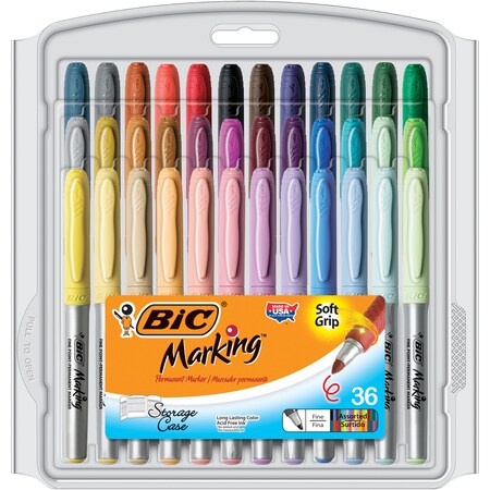 Bic BIC Markit Permanent Markers, Fine Point, Asstd Color, PK36 GXPMP361